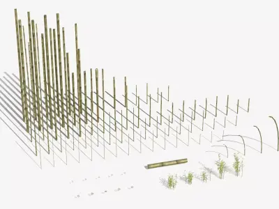 Bamboo Stakes Kitbash Low-poly 3D model
