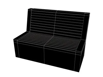 Modern Outdoor Bench v2 002 Low-poly 3D model
