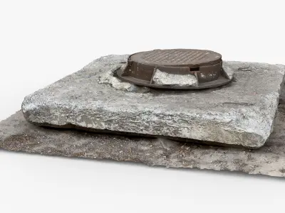 Photorealistic 3D scan of manhole Hatch cover Sewer Manhole Low-poly 3D model