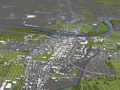 Topeka Kansas USA 50x50km 3D City Map 3D model