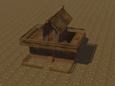 Medieval house eight 16 Low-poly 3D model