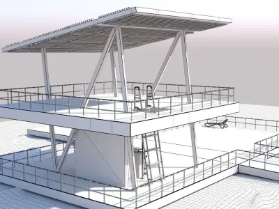 Lifeguard tower in sand 3D model