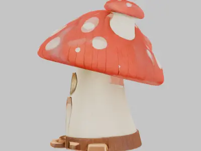 Enchanting mushroom cottage house Low-poly 3D model