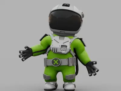 CARTOON ASTRONAUT RIGGED 3D model