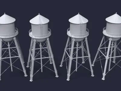 Water Tower Low-poly 3D model