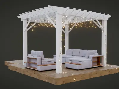 Garden Pergola Low-poly 3D model