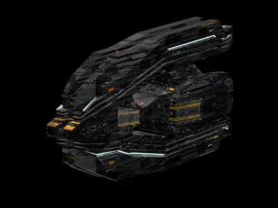 frigate spaceship sci fi low poly 3D Low-poly 3D model
