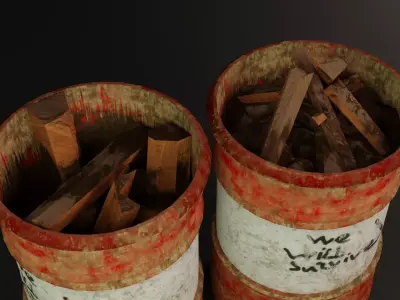 Fire Barrel Exterior Prop Abandoned Low-poly 3D model