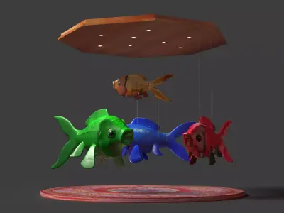Chinese Fish Lantern  Low-poly 3D model