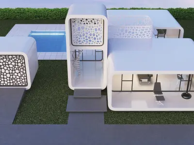 Futuristic residential house 01 3D model