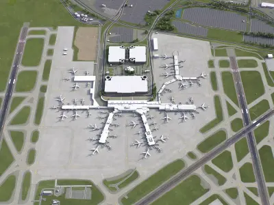 Charlotte - Douglas International Airport - CLT Low-poly 3D model