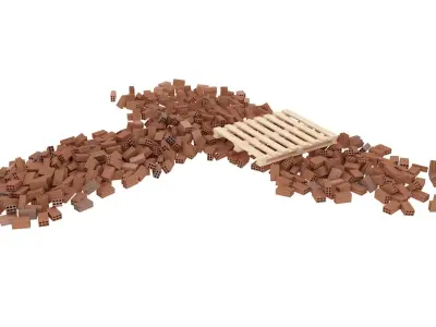 bricks pallet pile 2 3D model