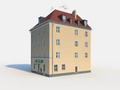 Residential City Building - Corner - 01 - Restaurant 3D model