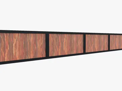 Modular Wooden Fence Low-poly 3D model