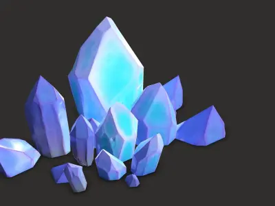 unreal minerals and crystals stylized for cartoon Low-poly 3D model