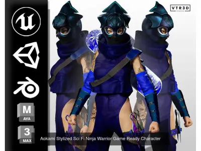 Ninja Assassin Girls Sci-fi Futuristic Realistic Stylized 3D Model Pack