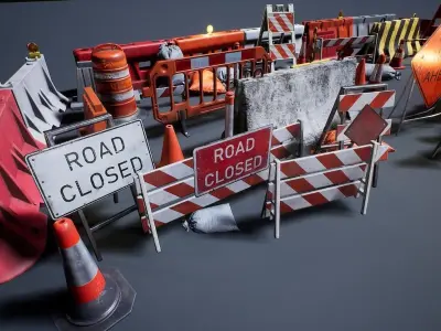 Barriers and Barricades Low-poly 3D model
