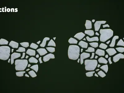 Stylized Modular Stone Path Kit - 10 Pieces Low-poly 3D model