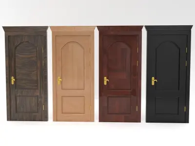 exterior wooden door set 3D model