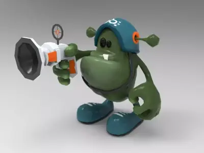 Animated Alien Soldier - Cartoon - Game Ready Low-poly 3D model