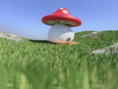 The Mushroom House Cartoon Scene Low-poly 3D model