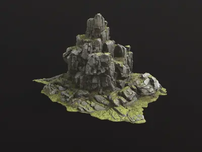 Rock Island mountains 1 Low-poly 3D model