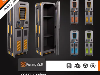 Sci-Fi Locker Low-poly 3D model