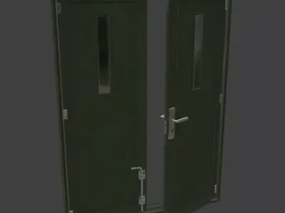 Double old wooden door Low-poly 3D model