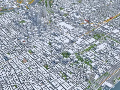 Philadelphia Downtown Pennsylvania USA Low-poly 3D model