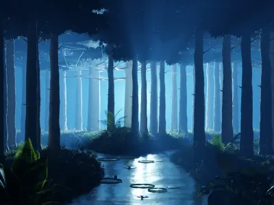 Stylized volumetric forest scene 3D model