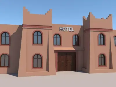 Traditional Moroccan Hotel Kasbah Style 3D model
