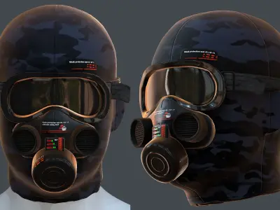 Gas mask helmet 3d model scifi Low-poly  Low-poly 3D model