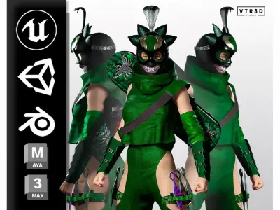 Venoma Ninja Game Ready Stylized Assassin Snake Inspired Sci Fi Low-poly 3D model