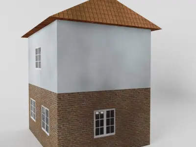 Low-poly Two-floor House Low-poly 3D model
