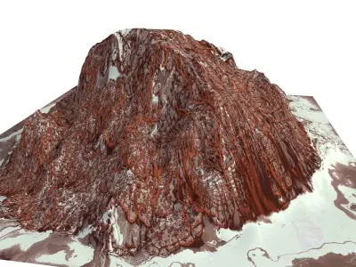 Red Snow ICE Mountain Canyon Desert Low Poly Terrain Rock 5 Low-poly 3D model