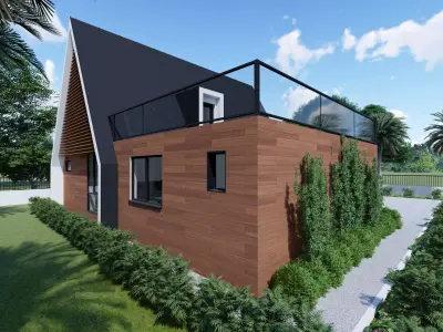 Rustic A-Frame Cabin House 3D model