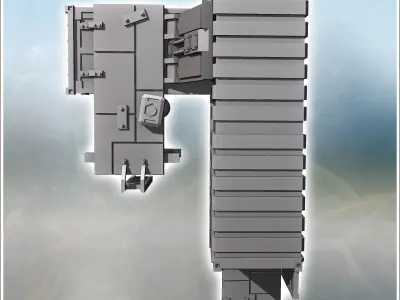 Large outpost with two arranged containers multiple access ladde 3D print model