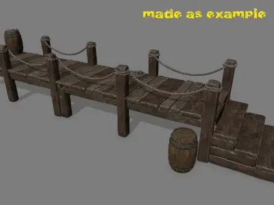 woods and rope Low-poly 3D model