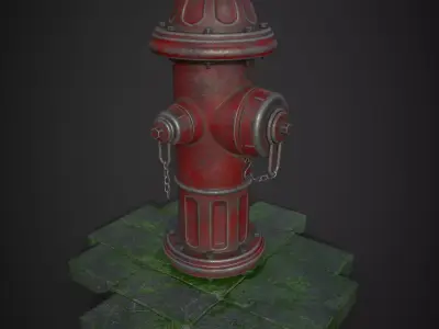 fire hydrant with stone Low-poly 3D model