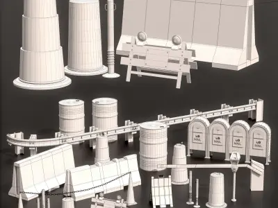 Street Asset Set 02 Low-poly 3D model