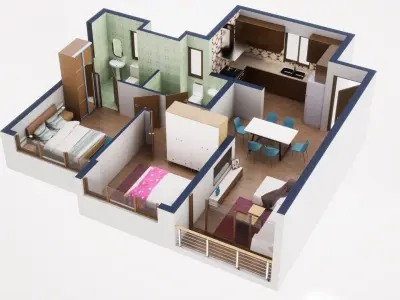 3D Floor Plan Model 34 3D model
