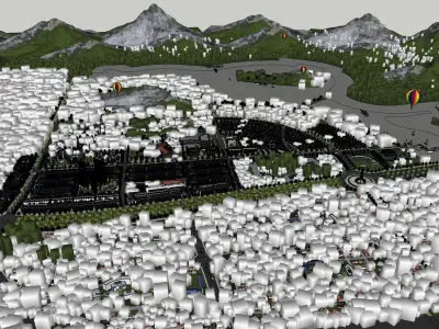 Urban planning by sketchup and vray 3D model