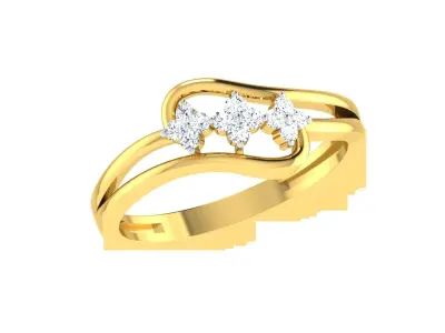 Light Weight Yellow Gold Diamond Ring  -EZ R-193 3D print model