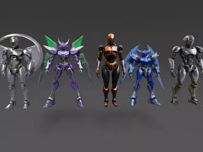 Robots Pack 7 Low-poly 3D model