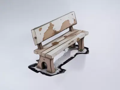Low Poly Park Bench - Stylized Outdoor 3D Model 3D model