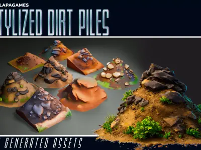Stylized Dirt Piles 3D model