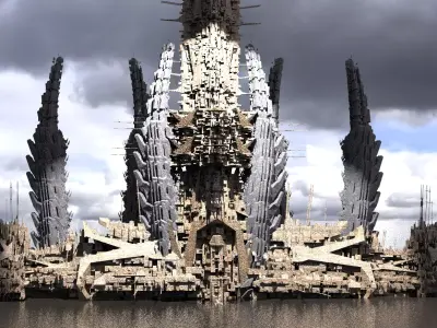 Sci-Fi City Royal Bridge Tower Kit bash 3 3D model