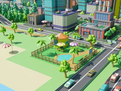 City Future Low-poly 3D model