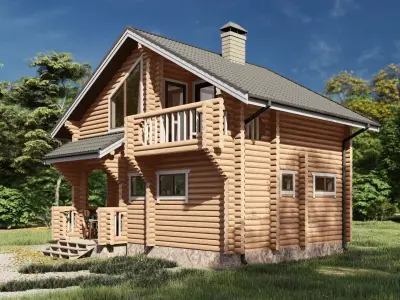 3D model of a wooden bathhouse 3D model