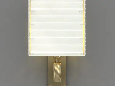 Wall Sconce  Polished Unlacquered Brass  Goatskin  3D model